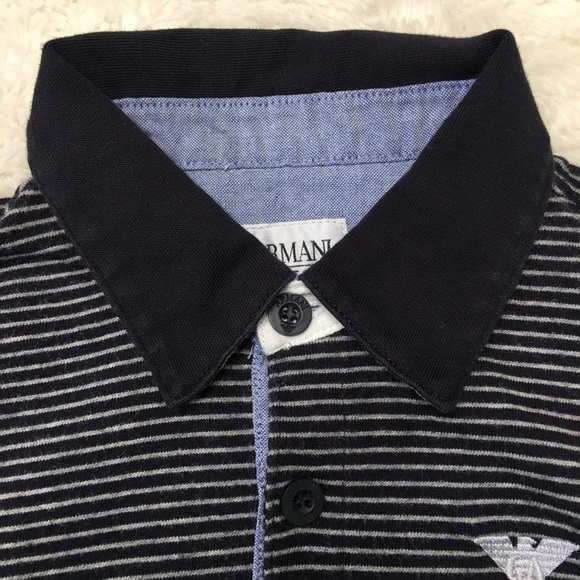 Armani Junior Toddler Boy Long Sleeve Striped Polo Shirt Size 2 Years - Picture 2 of 11